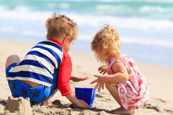 kids playing on beach