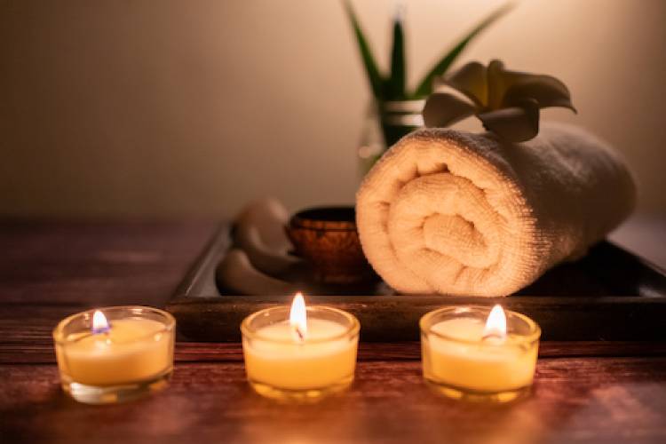 folded towel in a spa treatment room