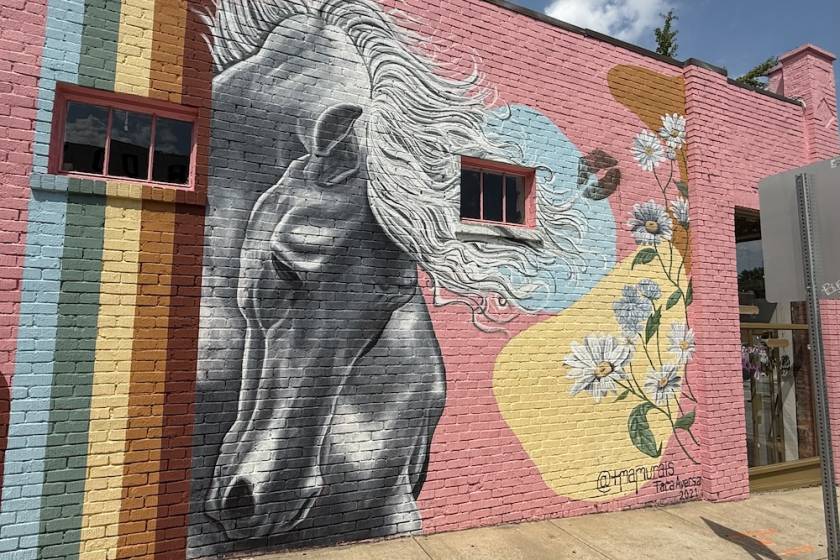 molly green mural of horse and flowers 